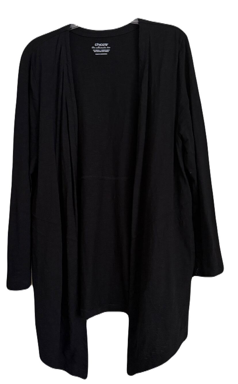 Chico's The Ultimate Tee Slub Knit Black Cardigan XL